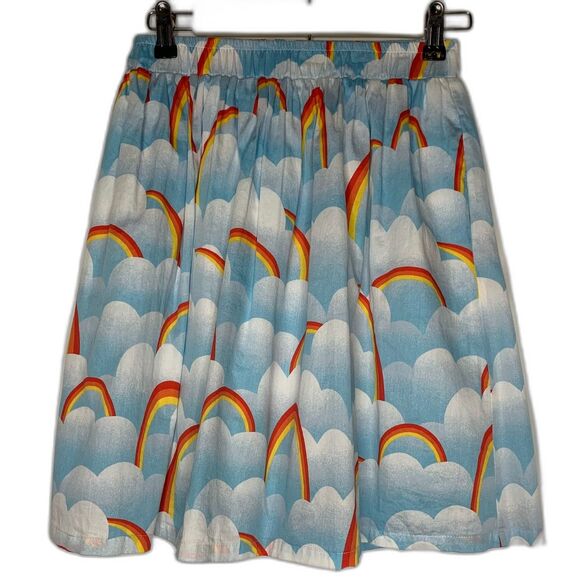 MODCLOTH On My Wavelength Skater Skirt Rainbow Size Small - Picture 2 of 11